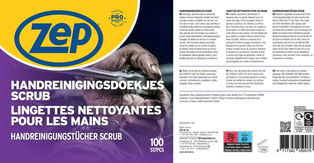 ZEP Handreinigingsdoekjes Scrub