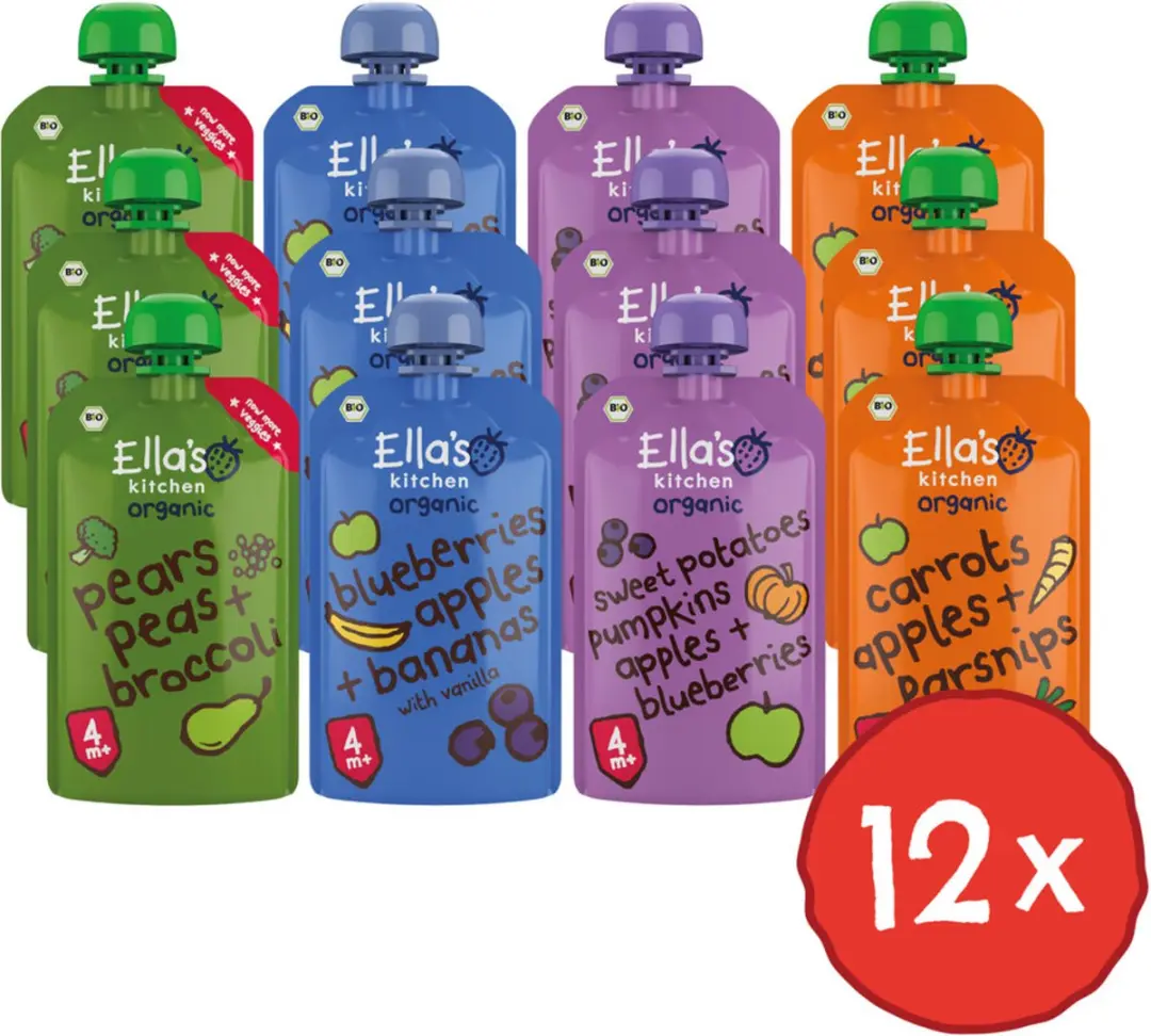 Ella’s Kitchen Mix Knijpzakjes 12 Stuks