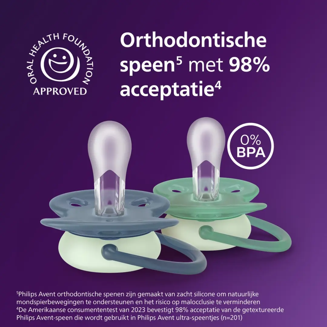 Philips Avent Ultra Soft Glow-in-the-dark Fopspeen - 4 Stuks