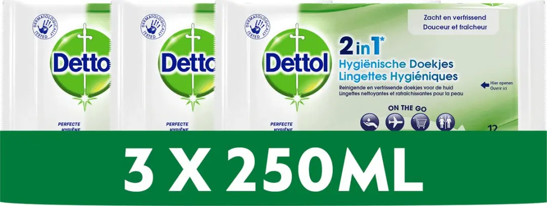 Dettol Hygiënische Schoonmaakdoekjes 3x12 Stuks