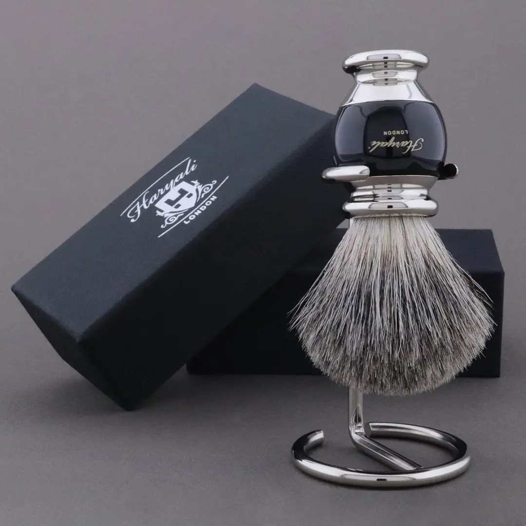 Haryali London Scheerkwast - Synthetisch - Zwart/Zilver - 2 Stuks - afbeelding 6 van 6