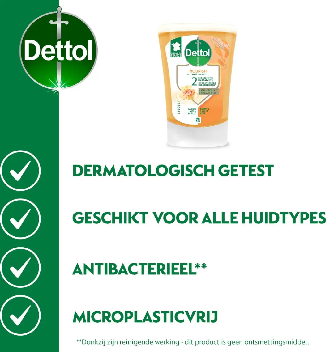 Dettol No-Touch Handzeep Navulling Extra Care Honey & Sheabutter 250ml - 8 Stuks