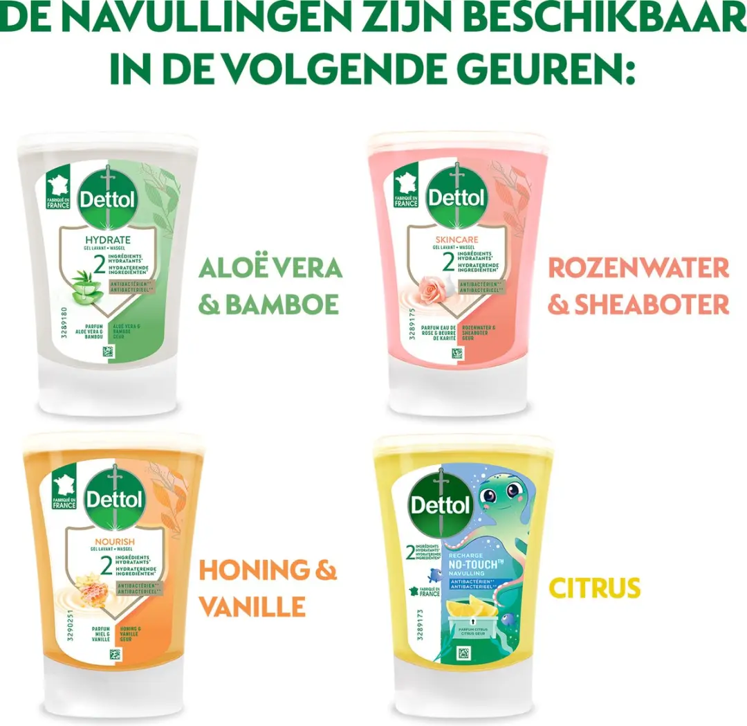 Dettol No-Touch Handzeep Navulling Extra Care Honey & Sheabutter 250ml - 8 Stuks