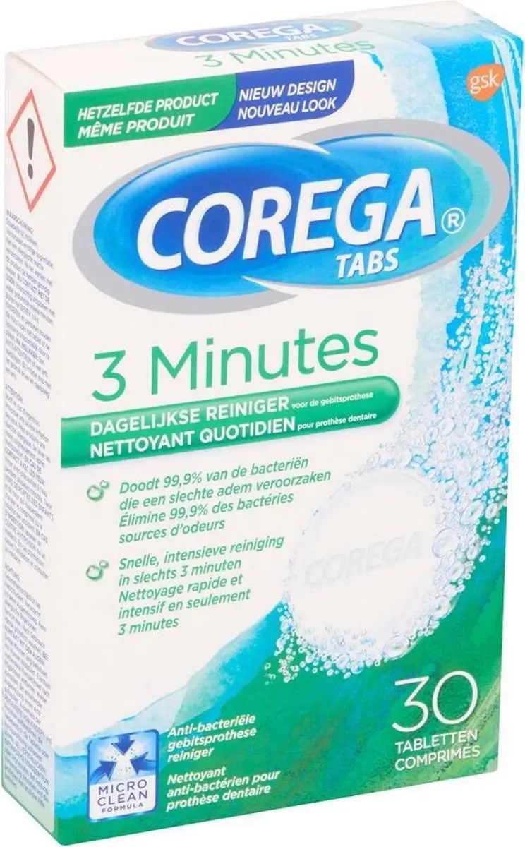 Corega Tabletten - 3 Minuten - 30 Tabletten