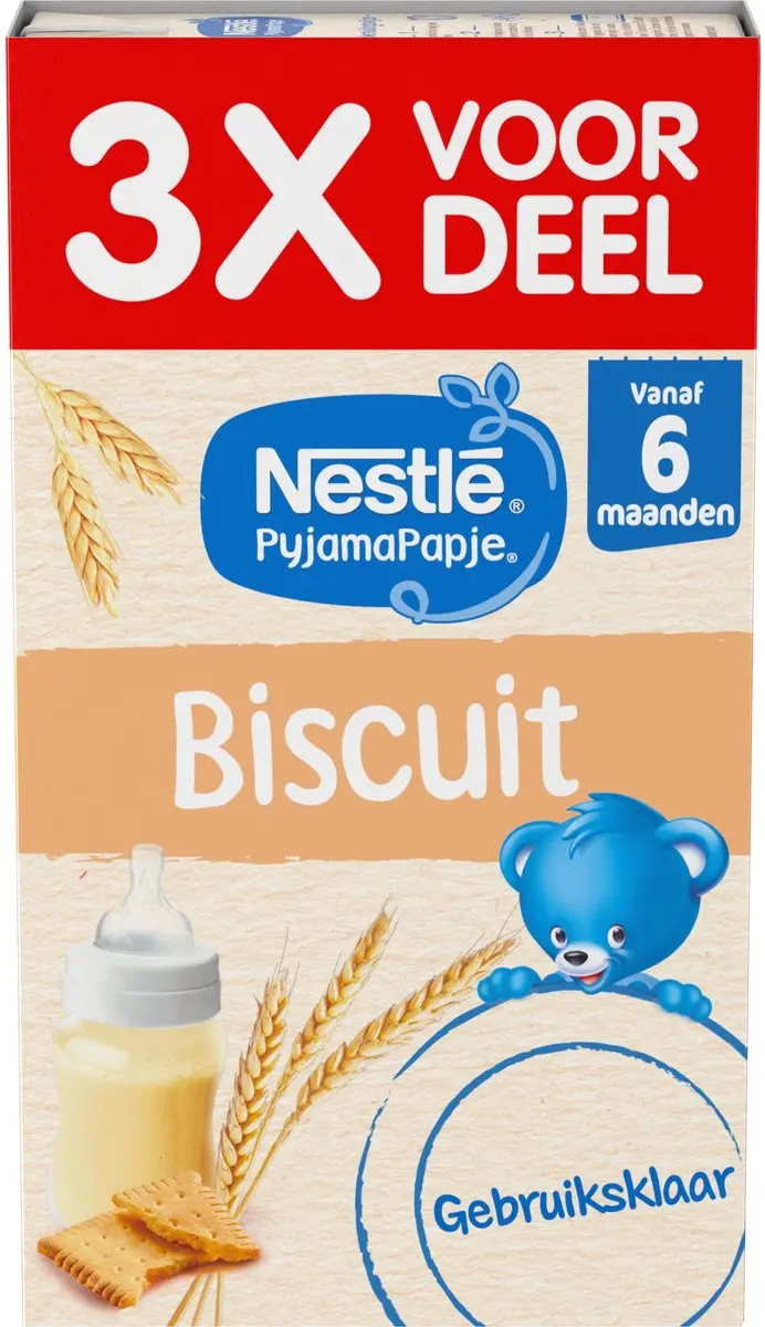 Nestlé PyjamaPapje Biscuit Babyvoeding 6+ - 4x250ml