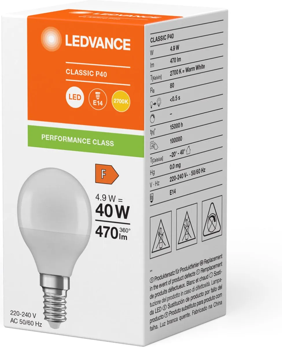 LEDVANCE LED Filament Kogellamp E14 4.9W - Mat Glas