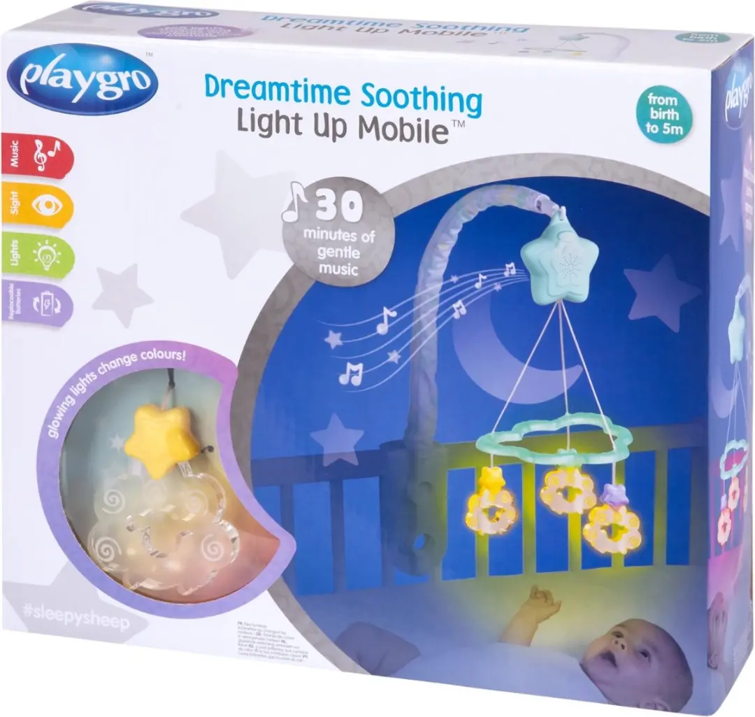 Playgro Dreamtime Soothing Light Up Mobile - Wit/Blauw