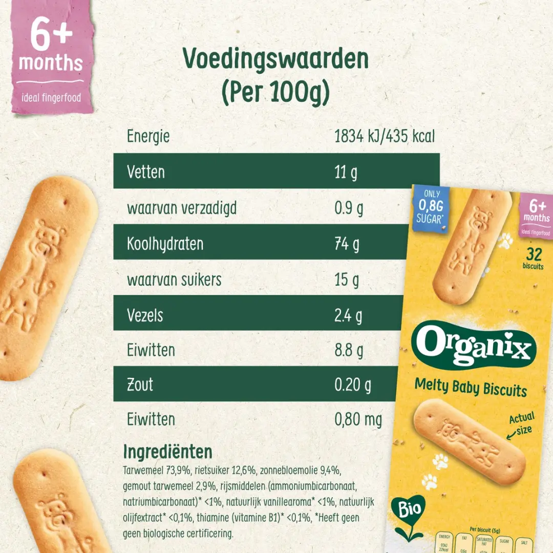 Organix Melty Baby Biscuits 6+ - 6x160g