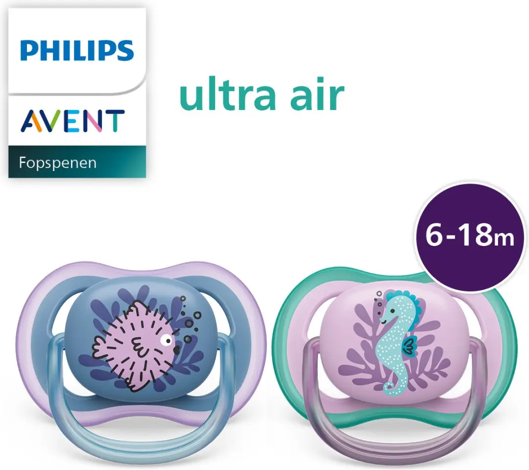Philips Avent Ultra Air Fopspeen SCF085/61 - 2 Stuks - Blauw/Roze