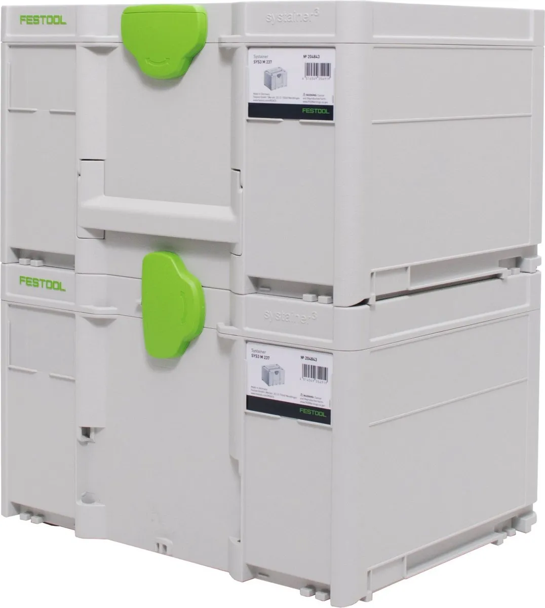 Festool Systainer SYS3 M 337 Set - 2x 32,4L - 396x296x337mm - Grijs/groen