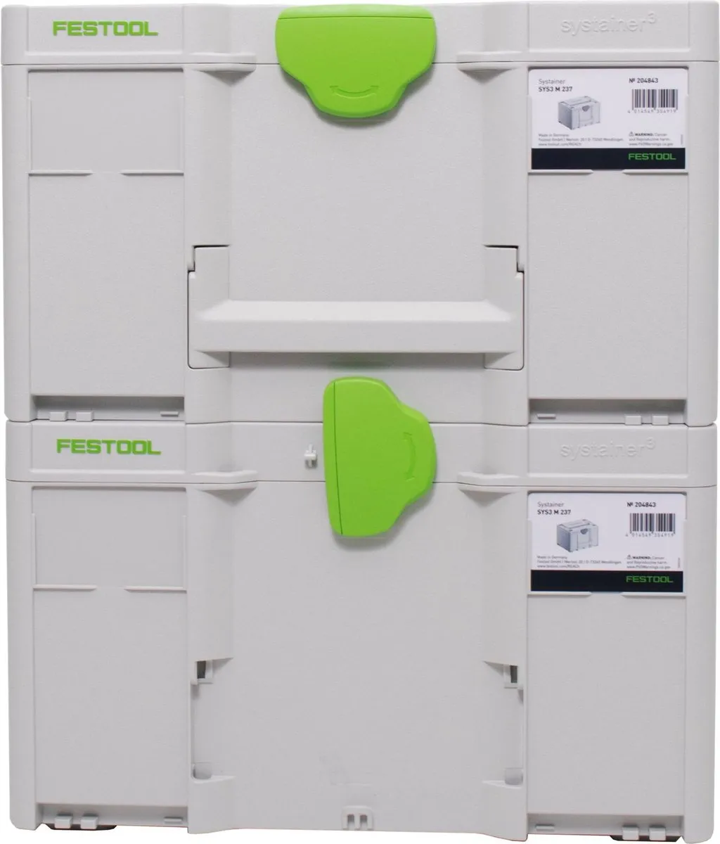 Festool Systainer SYS3 M 337 Set - 2x 32,4L - 396x296x337mm - Grijs/groen