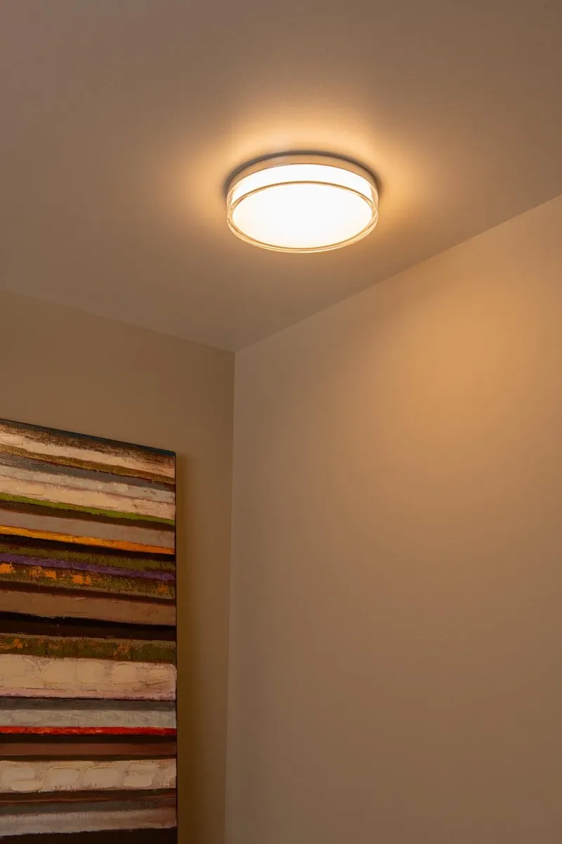 Lucide PLANO Plafonnière Badkamer - Ø28cm LED Dimbaar IP44 - Opaal - afbeelding 6 van 6