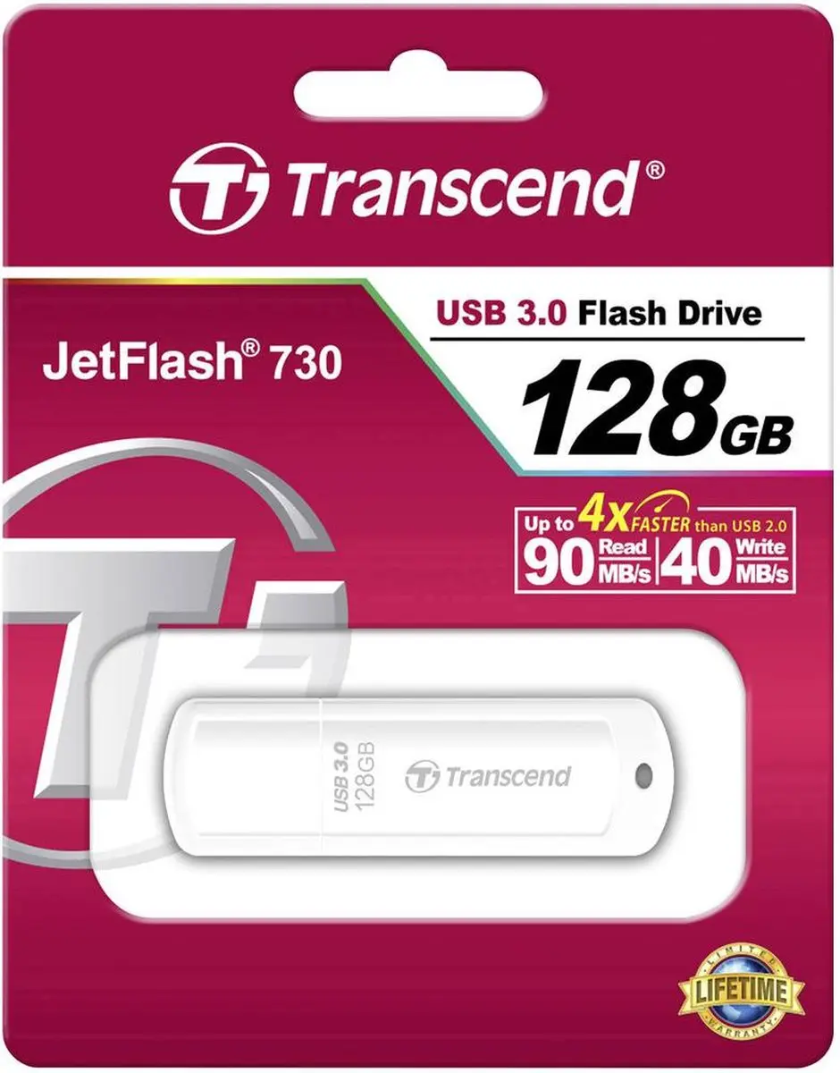 Transcend JetFlash 730 TS128GJF730 USB-stick 128GB - Wit