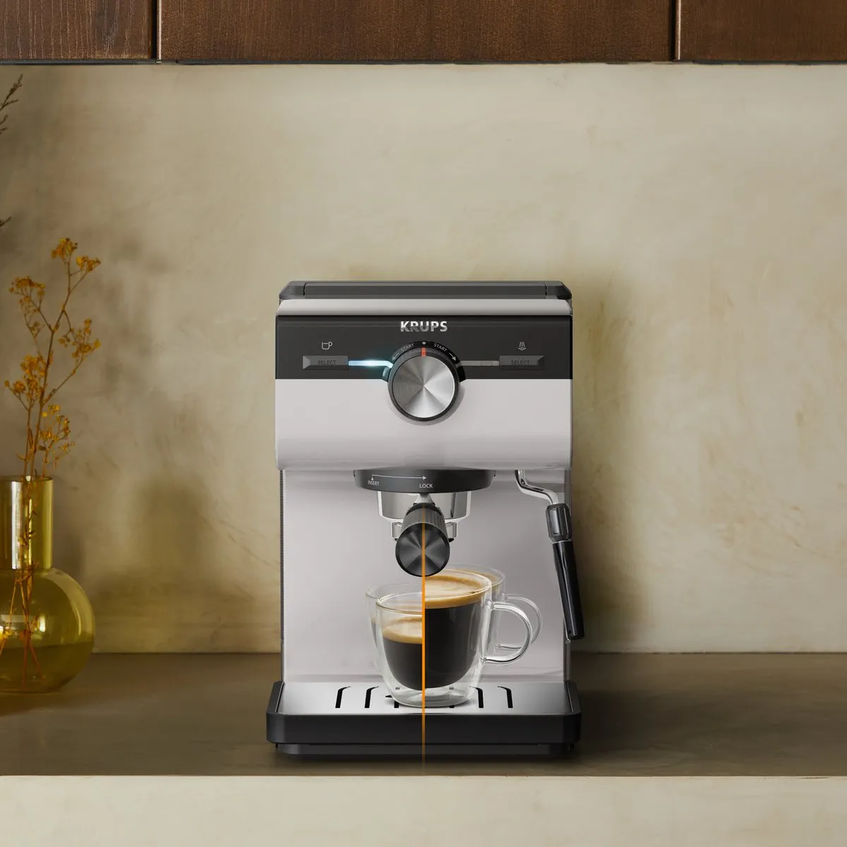 Krups Authentic XP381B Pistonmachine - Lichtgrijs