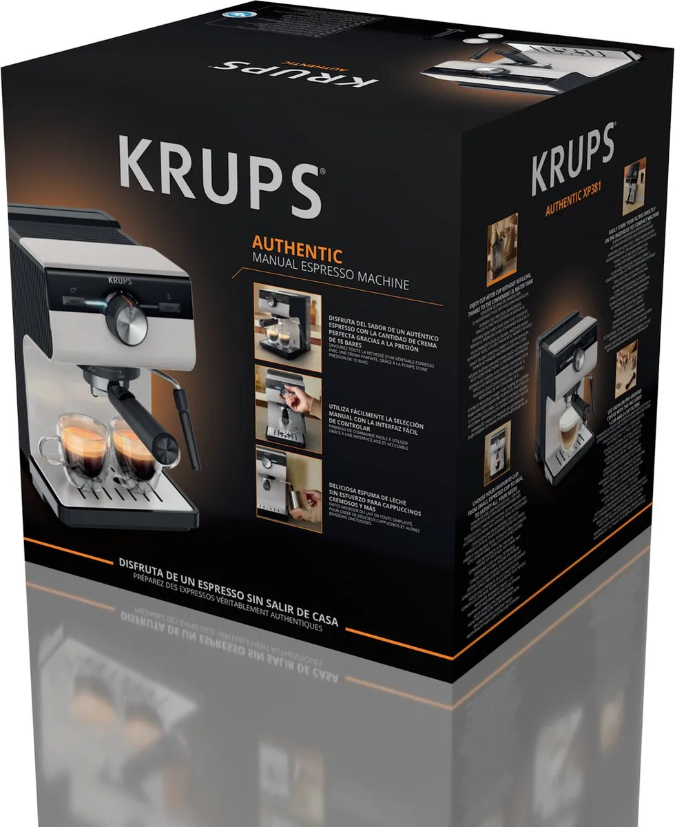 Krups Authentic XP381B Pistonmachine - Lichtgrijs - afbeelding 6 van 6