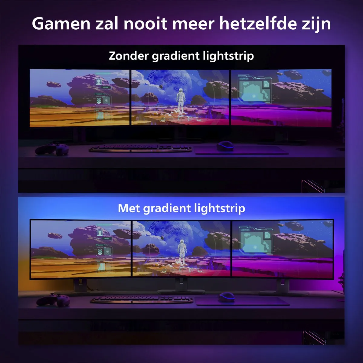 Philips Hue Play Gradient Lightstrip PC Monitor Starterkit - 3x 24-27 inch