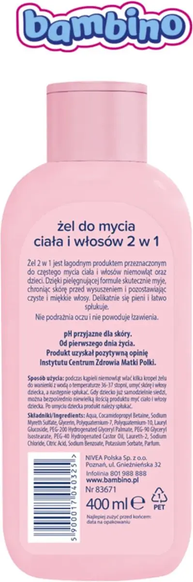 Bambino 2in1 Body & Hair Wash Gel - 12x 400ml