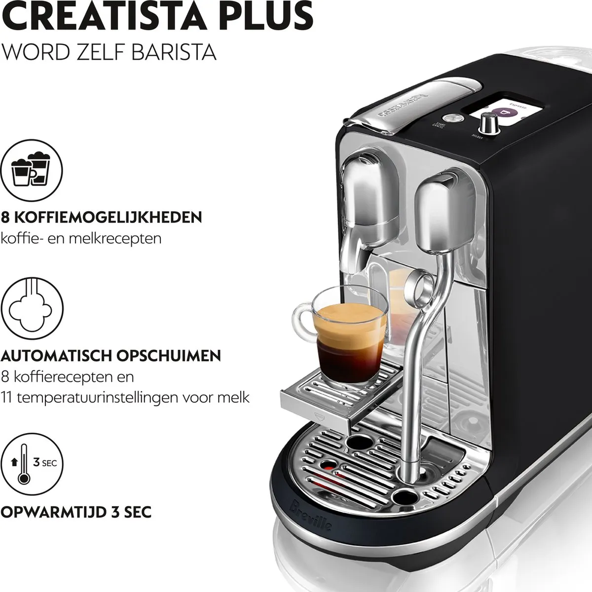 Sage Creatista Plus SNE800BTR2EEU1 Koffiemachine - 1500W - Black Truffle