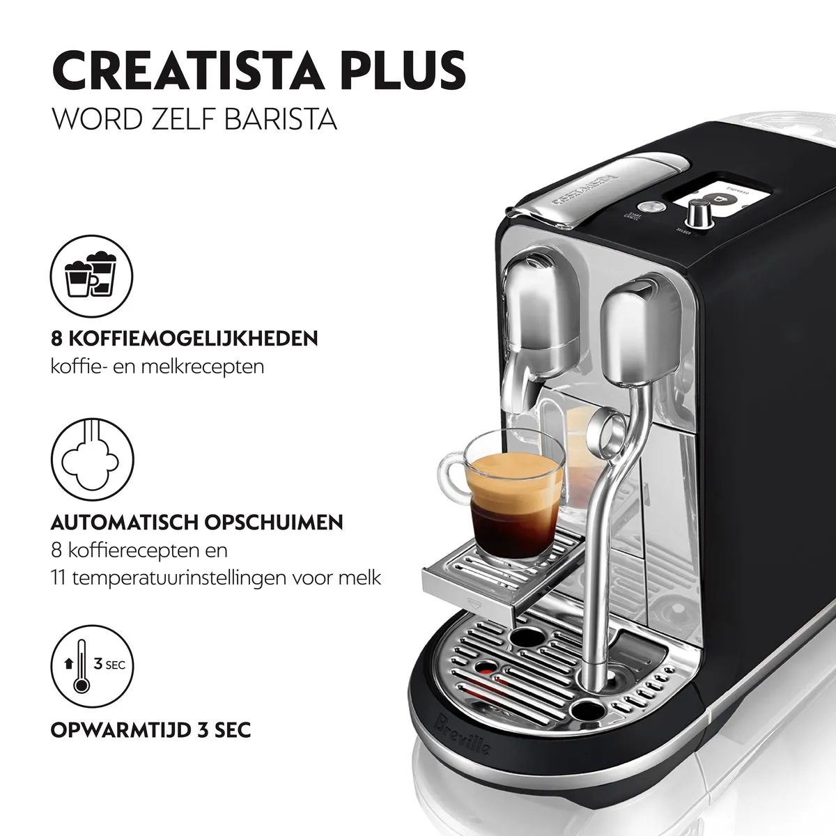 Sage Creatista Plus SNE800BTR2EEU1 Koffiemachine - 1500W - Black Truffle