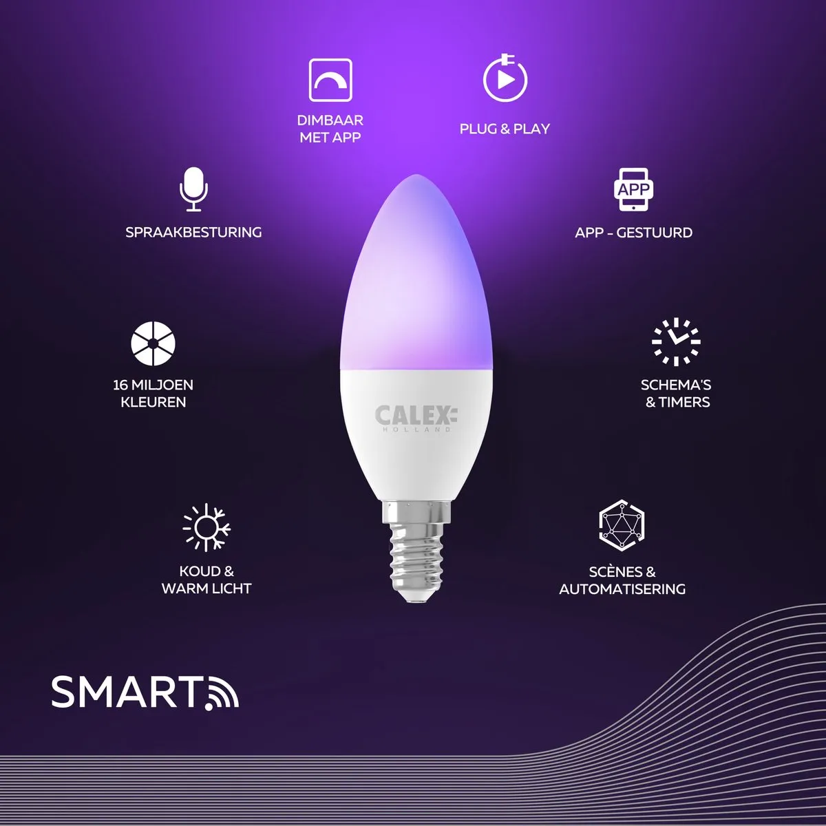 Calex Slimme LED Lamp E14 RGBW 4.9W - Mat - Set van 2