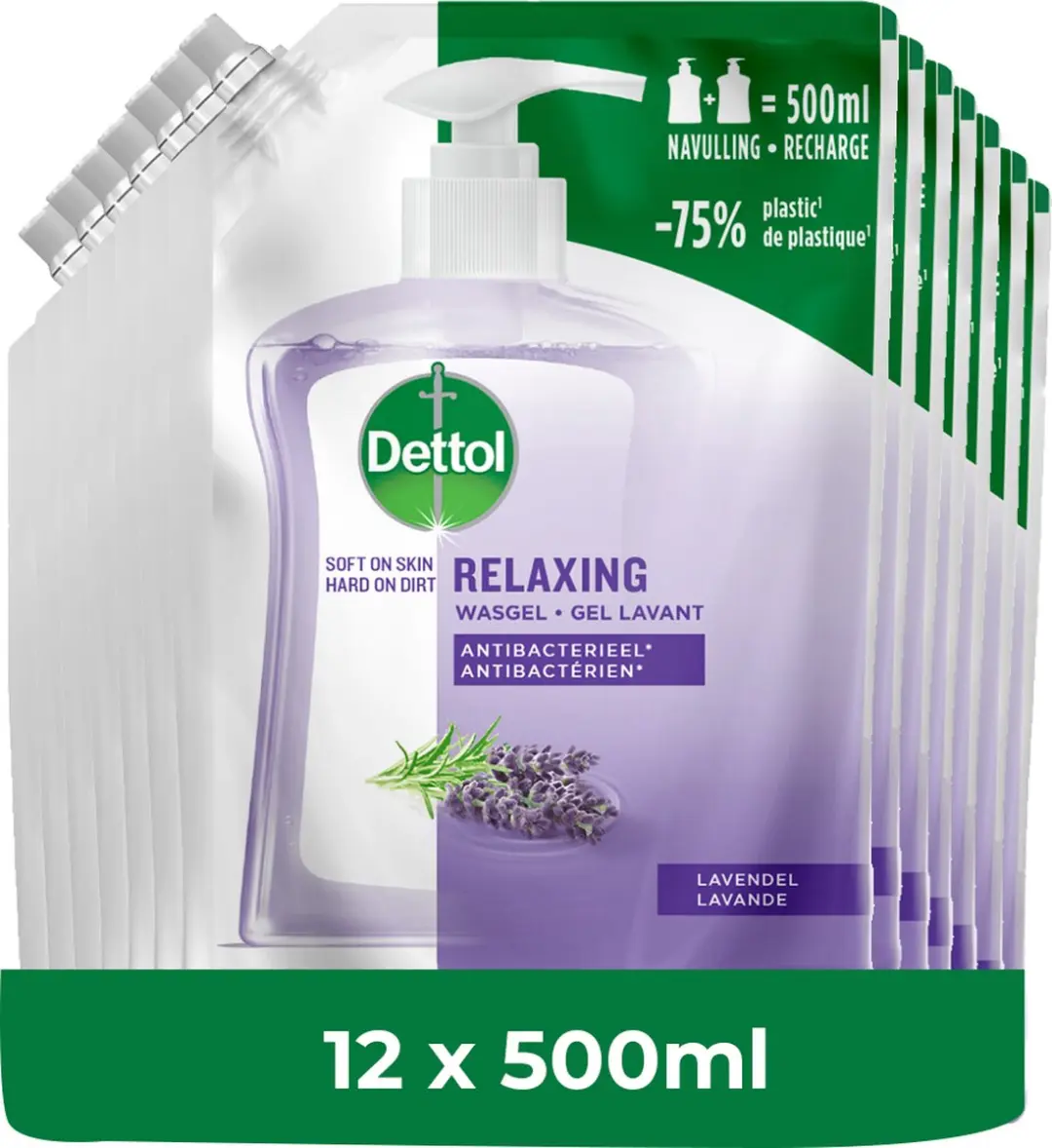 Dettol Handzeep Antibacterieel Navulling Relaxing Lavender 12x500ml