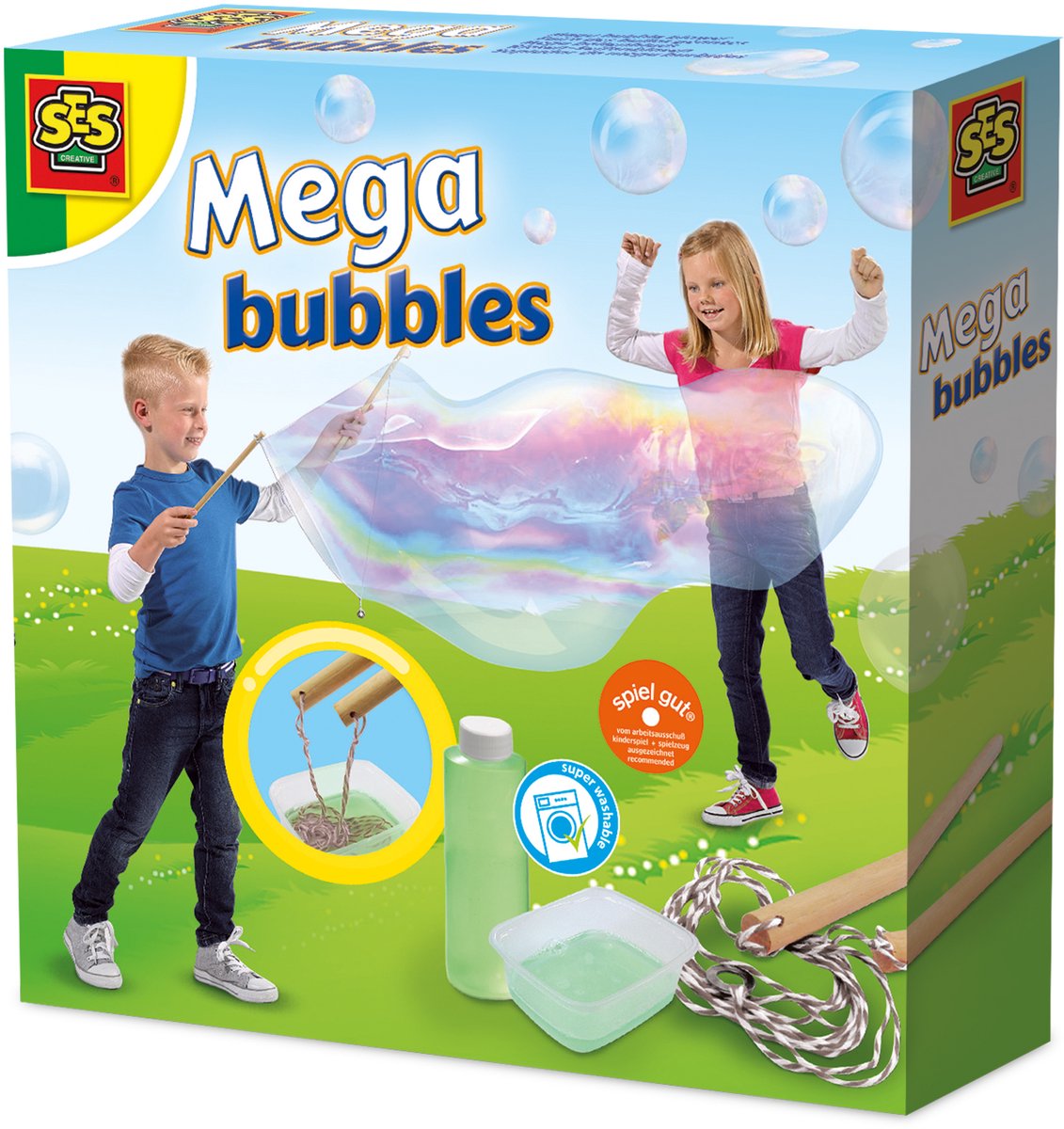 SES - Mega bubbles - bellenblaas - met handige tool en sterk zeepsop voor mega bellen