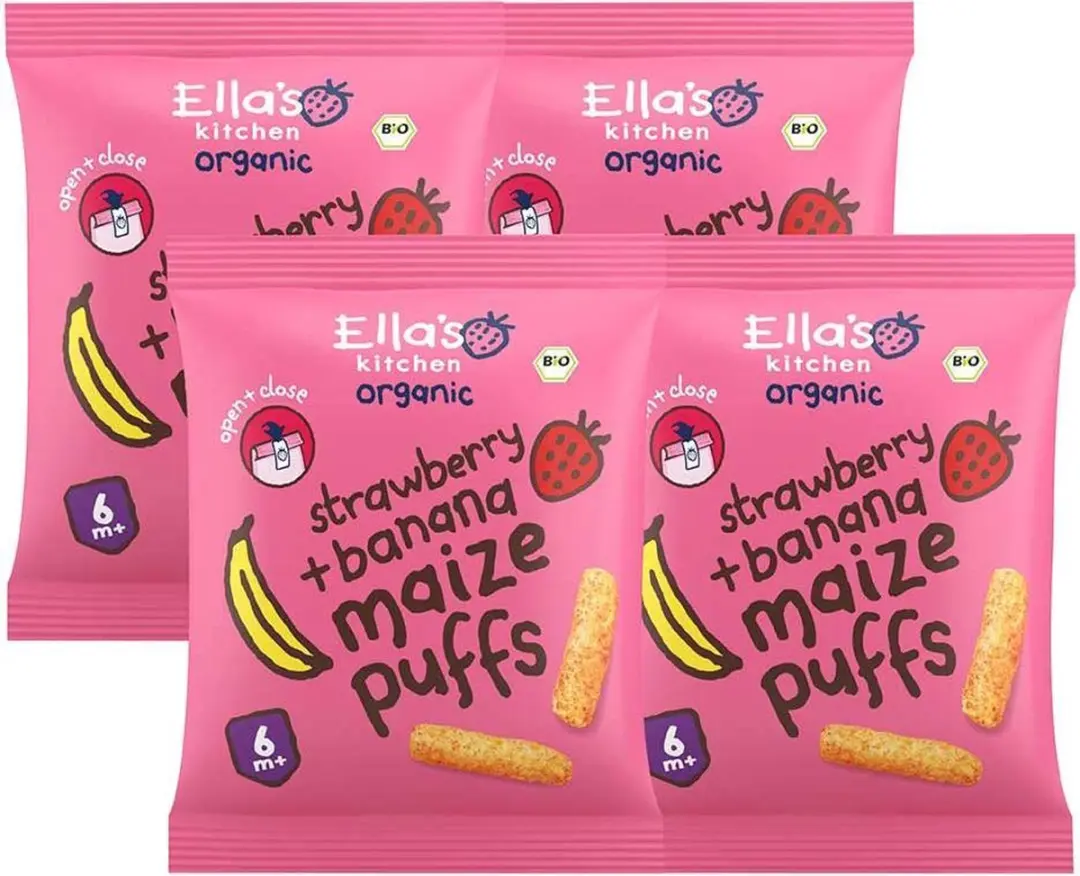Ella’s Kitchen Gepofte Smikkelstengels 6+ Aardbei Banaan - 80g (4x20g)