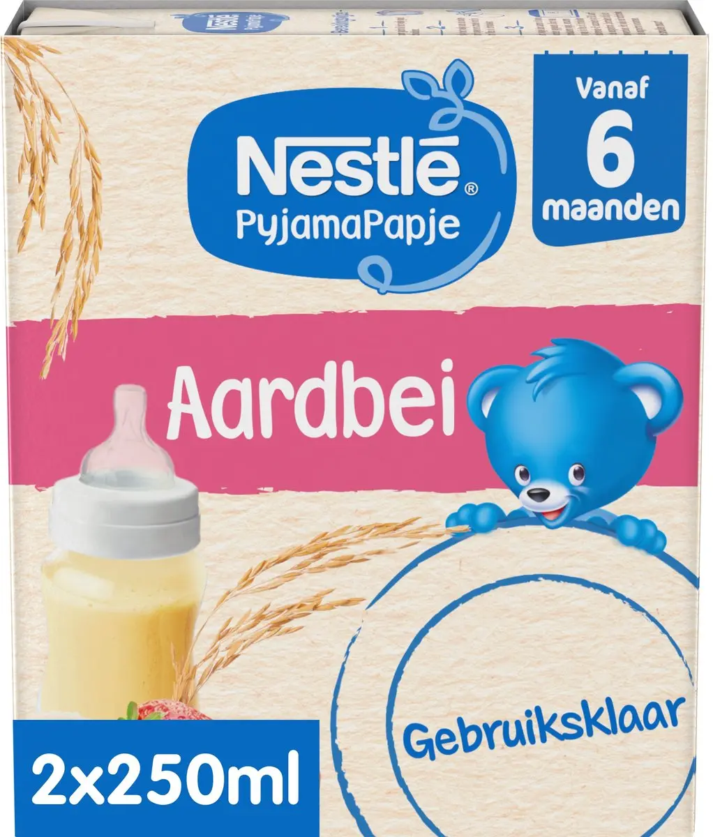 Nestlé PyjamaPapje Aardbei - 6 Doosjes (2x250ml) - 6+ Maanden