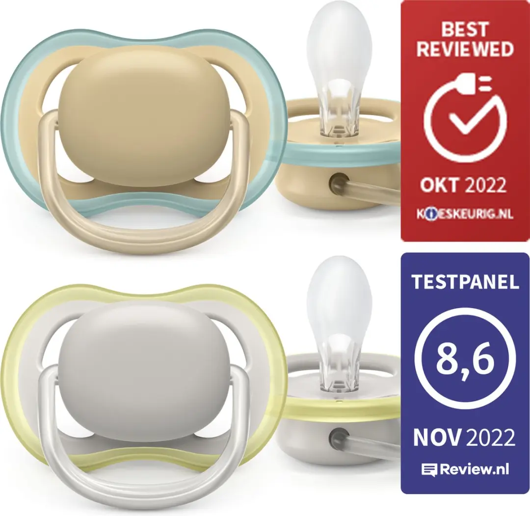 Philips Avent Ultra Air Fopspeen SCF085/15 - 2 Stuks - Beige/Grijs