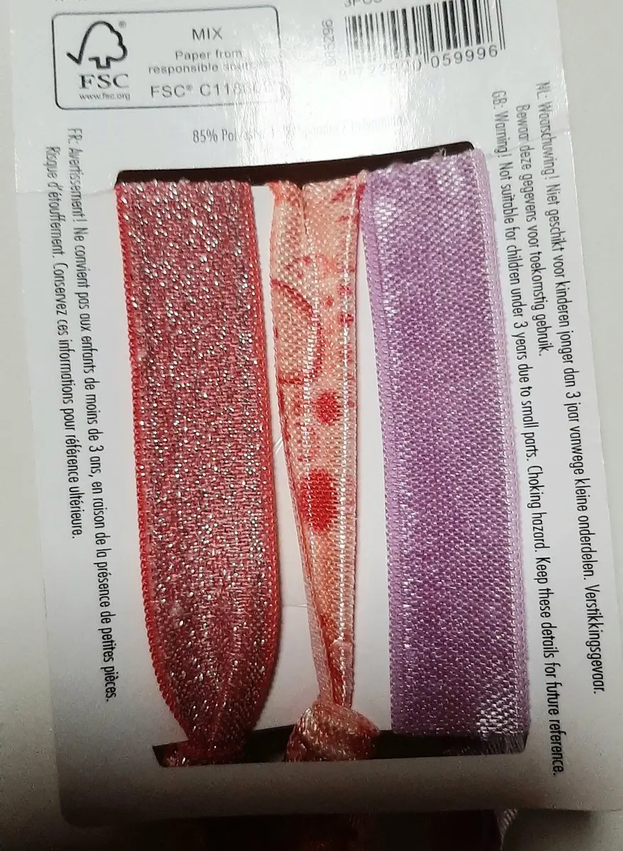Zenner Rainbow Loves Rainbows Haarelastieken 3x - Roze Metallic