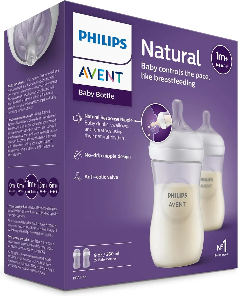 Philips Avent Natural Response SCY903/02 Babyfles 260ml - 2 Stuks