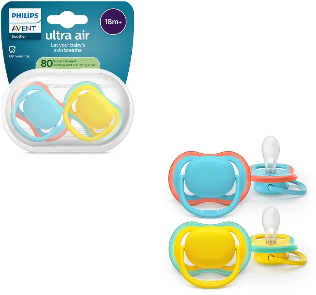 Philips Avent Ultra Air SCF349/57 Fopspeen - 2 Stuks Blauw/Geel