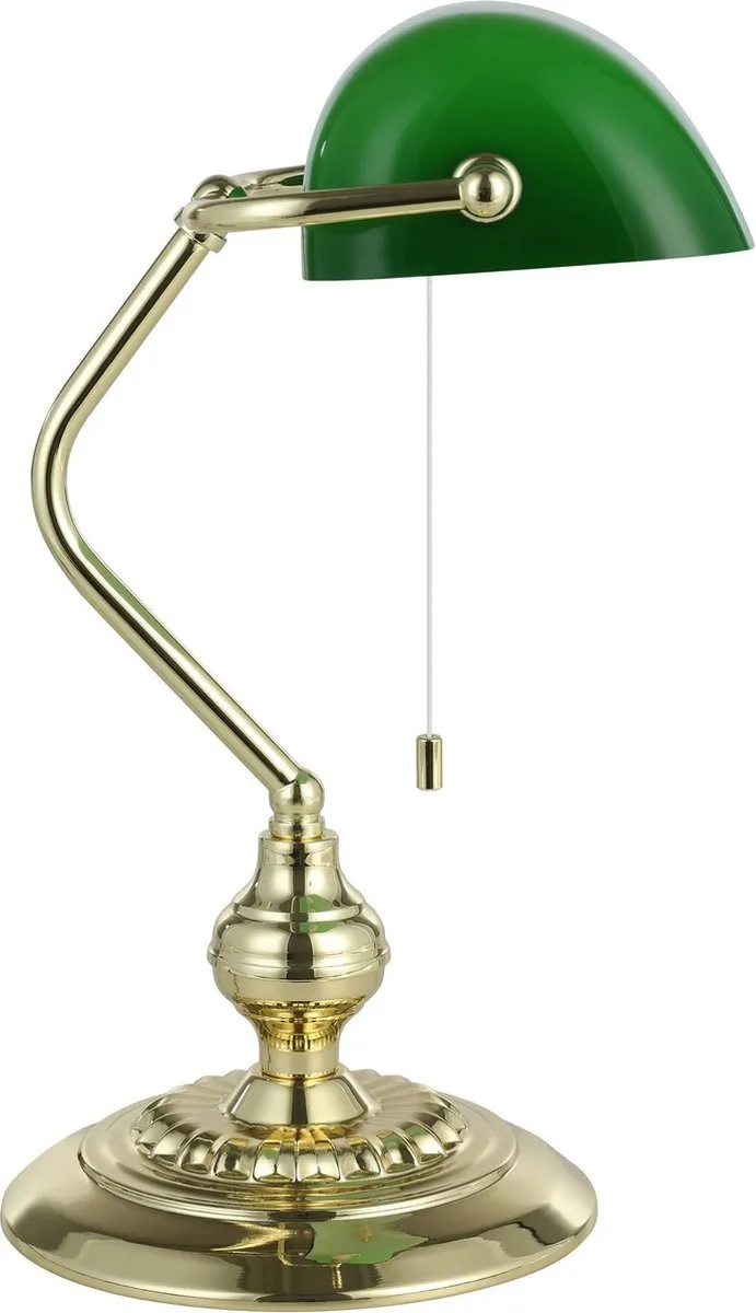 Eglo Banker Bureaulamp E27 - 39 cm - Goud/Groen