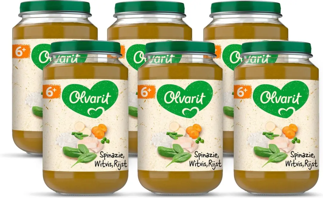 Olvarit Babymaaltijd Spinazie Witvis Rijst 6+