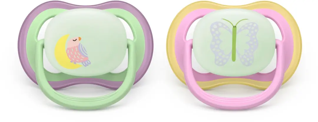 Philips Avent Ultra Air Night Fopspeen 6-18mnd - 2 Stuks Groen/Rozig