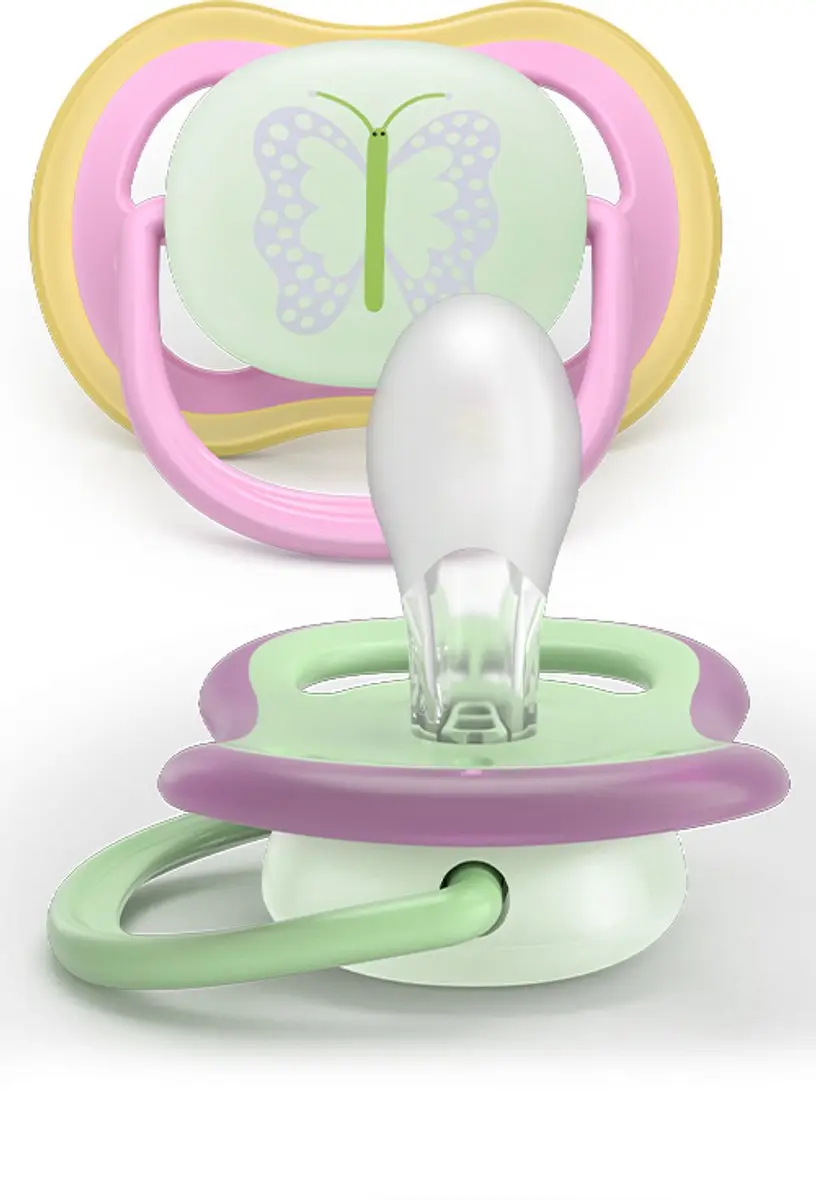 Philips Avent Ultra Air Night Fopspeen 6-18mnd - 2 Stuks Groen/Rozig