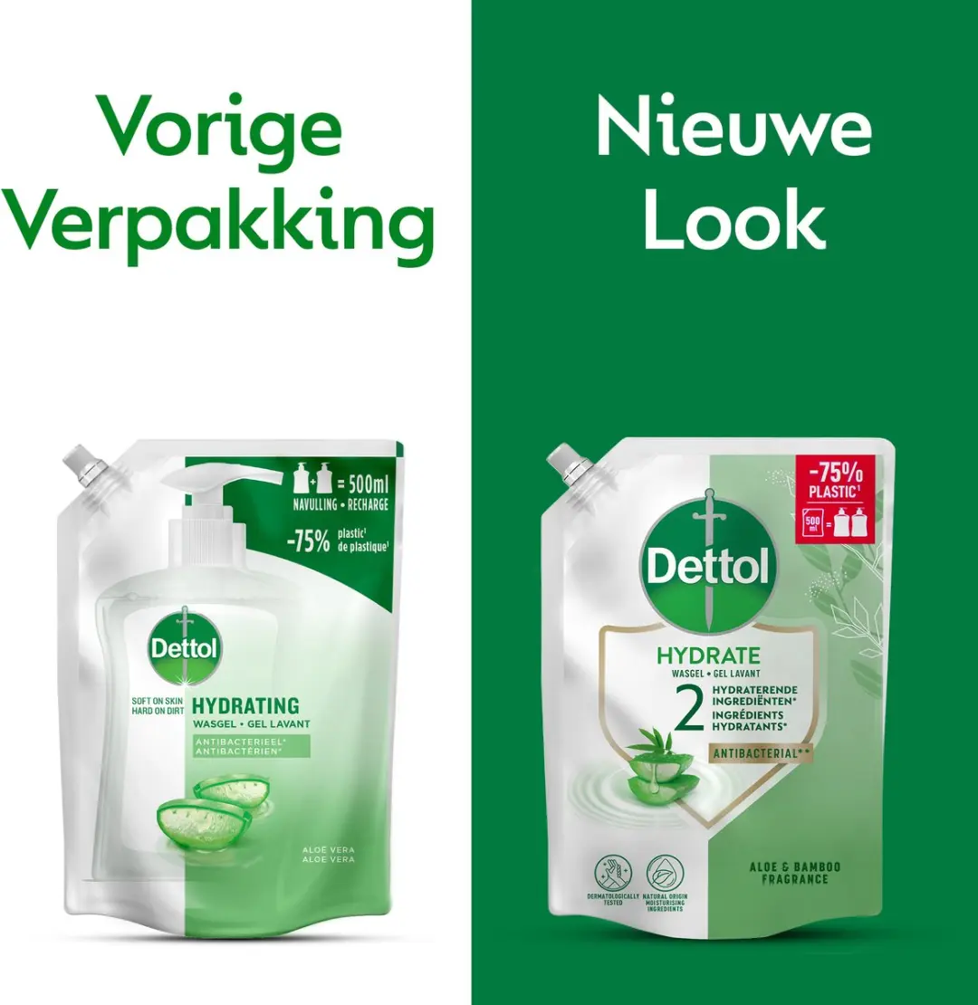 Dettol Hydraterende Handzeep Navulling Aloe Vera & Bamboe 6x500ml