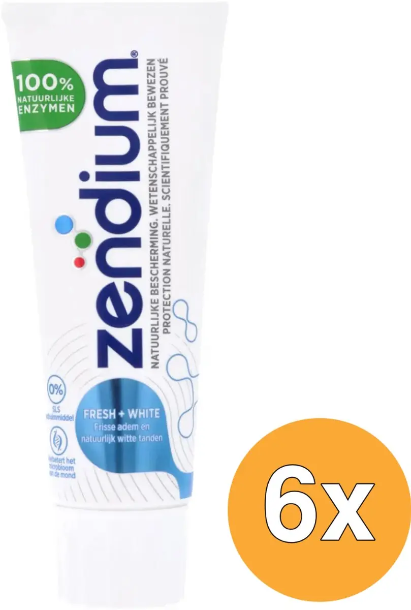 Zendium Fresh+ White Tandpasta 75ml - 6 Stuks