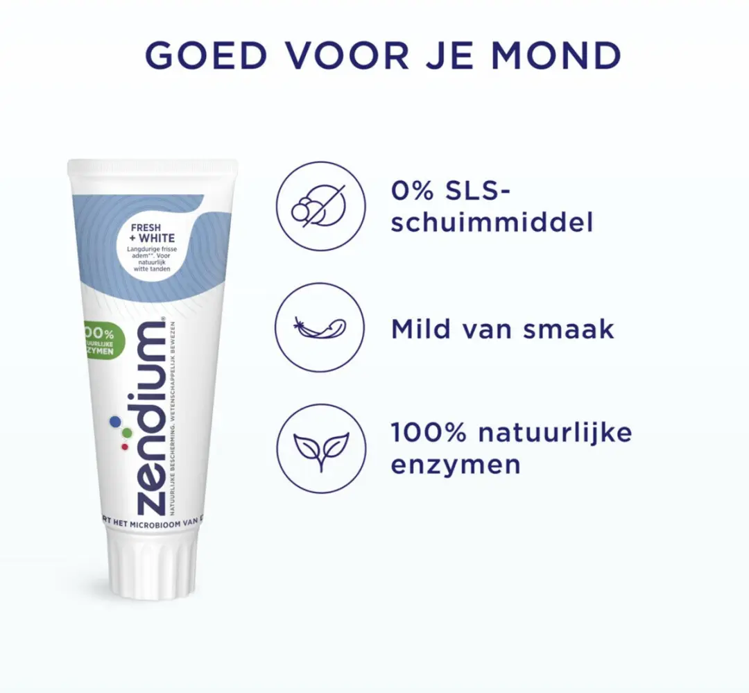 Zendium Fresh+ White Tandpasta 75ml - 6 Stuks