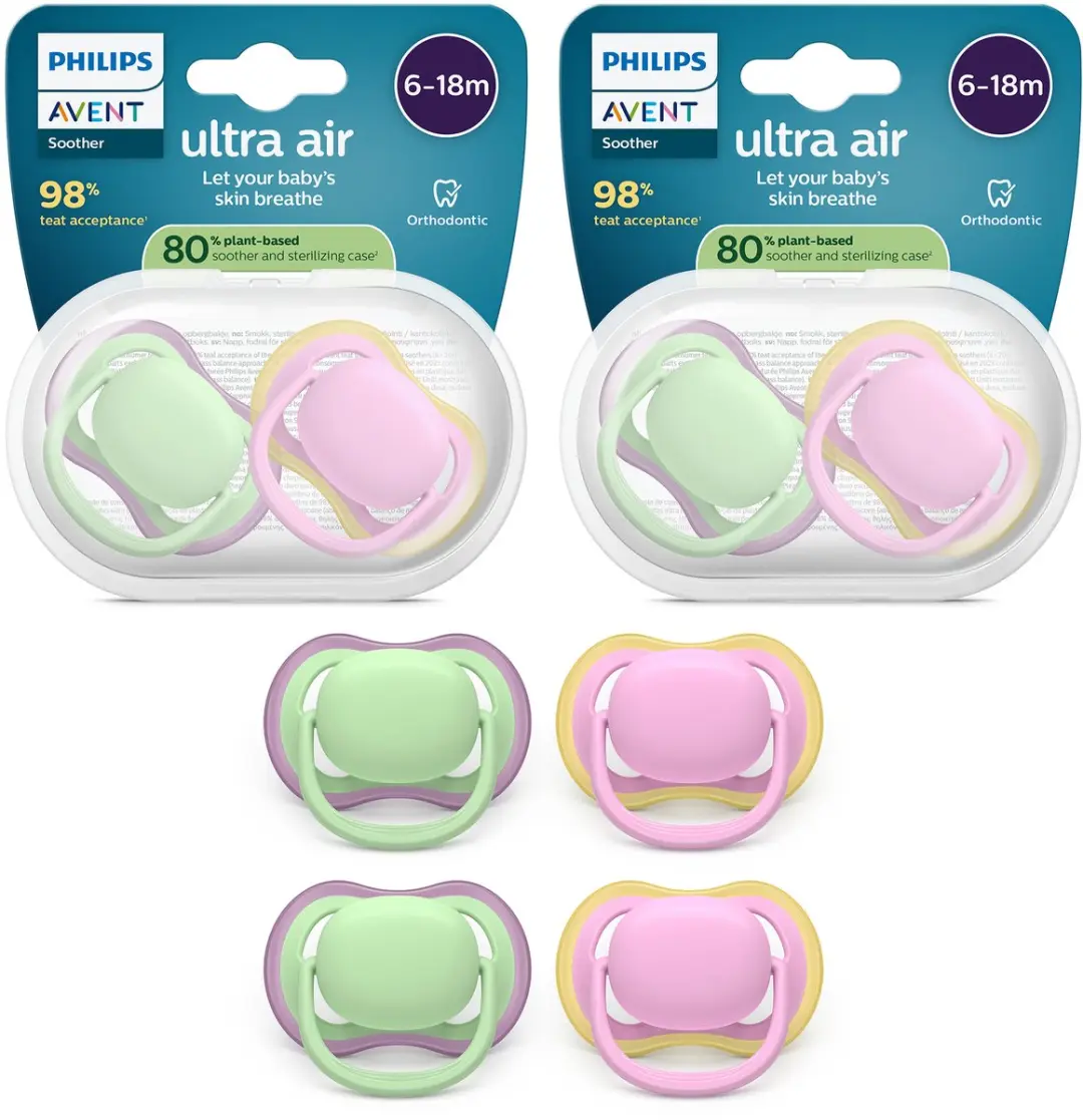 Philips Avent Ultra Air Fopspeen 6-18mnd - 4 Stuks Roze/Groen