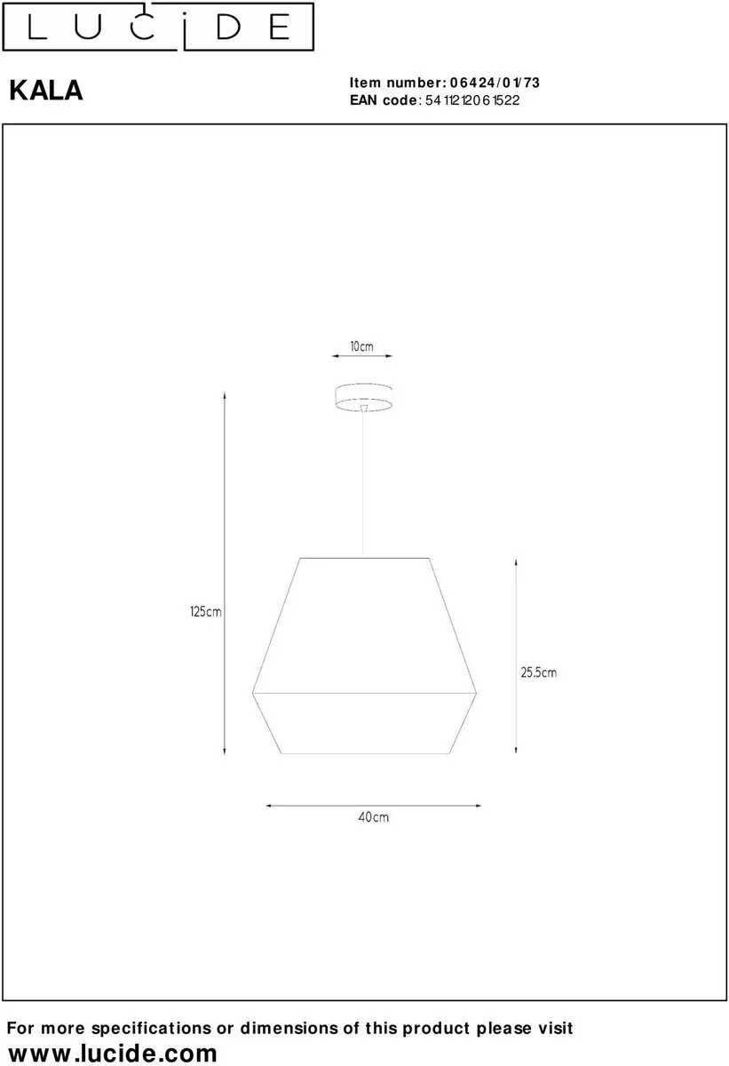 Lucide KALA Hanglamp Ø40cm - Taupe