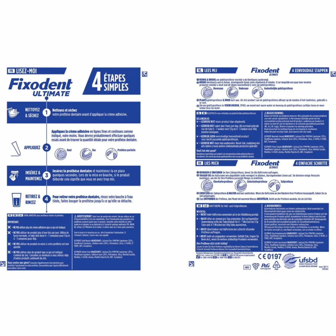 Fixodent Kleefpasta Ultimate Fresh 120g - 3 Stuks