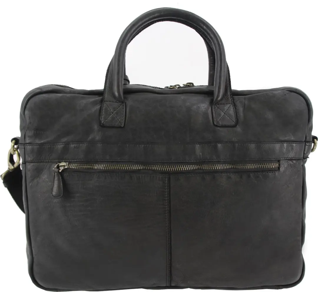 Kangaro Roberto Romano Laptoptas FIRENZE - 16 inch - Zwart - Echt leer