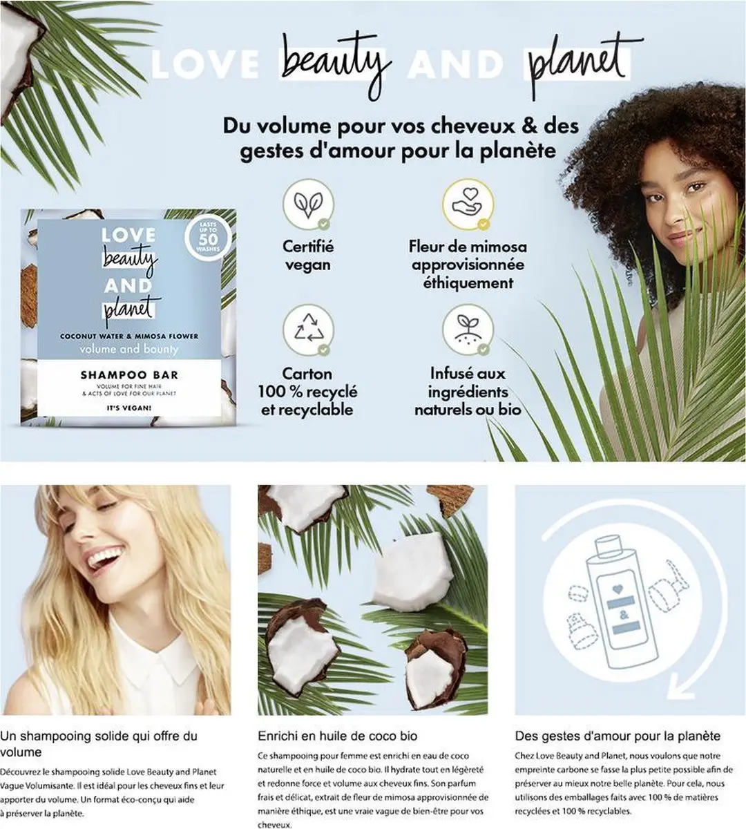 Love Beauty and Planet Shampoo Bar Coconut Water & Mimosa Flower 90g