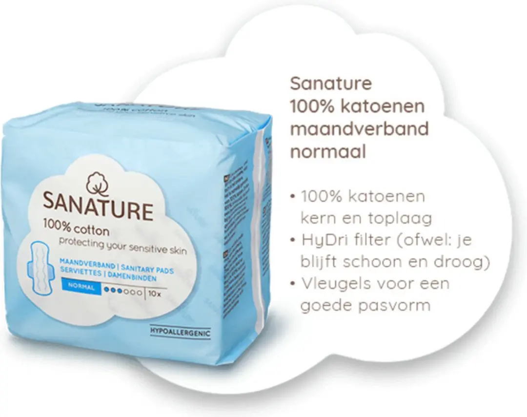 Sanature Maandverband Normaal Met Vleugels - 10 Stuks