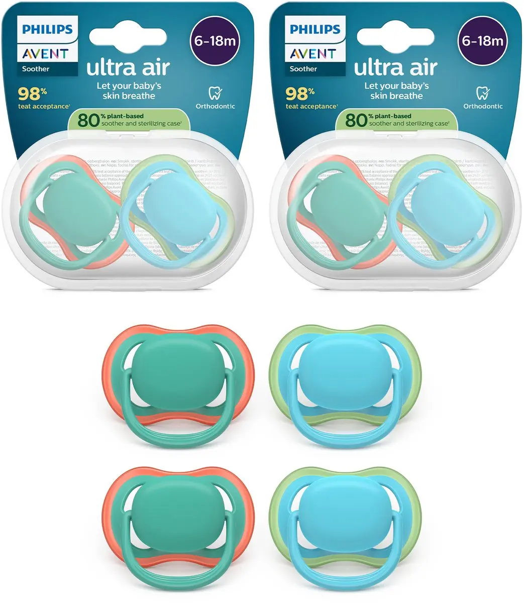 Philips Avent Ultra Air Fopspeen 6-18mnd - 4 Stuks Groen/Blauw