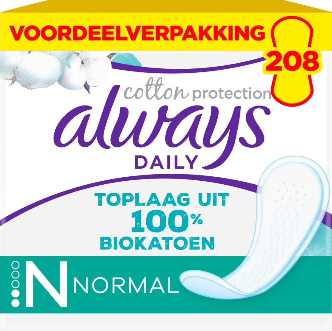 Always Dailies Cotton Protection Inlegkruisjes 208 Stuks