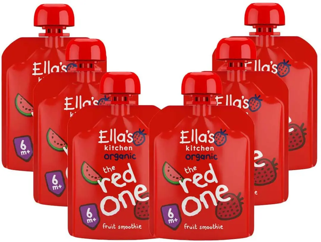 Ella’s Kitchen Smoothie Knijpzakjes 6+ - 6x90g Banaan/Aardbei/Appel/Framboos/Watermeloen
