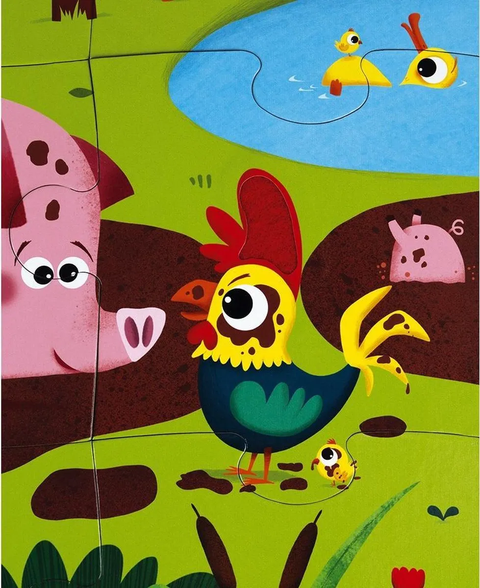 Janod Voelpuzzel Boerderijdieren 20-delig - Reuze - Inclusief poster