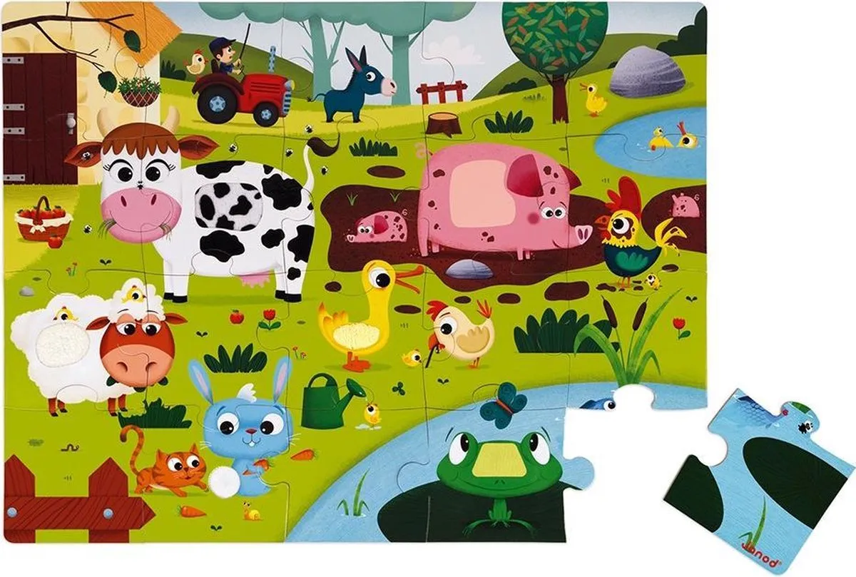 Janod Voelpuzzel Boerderijdieren 20-delig - Reuze - Inclusief poster - afbeelding 6 van 6